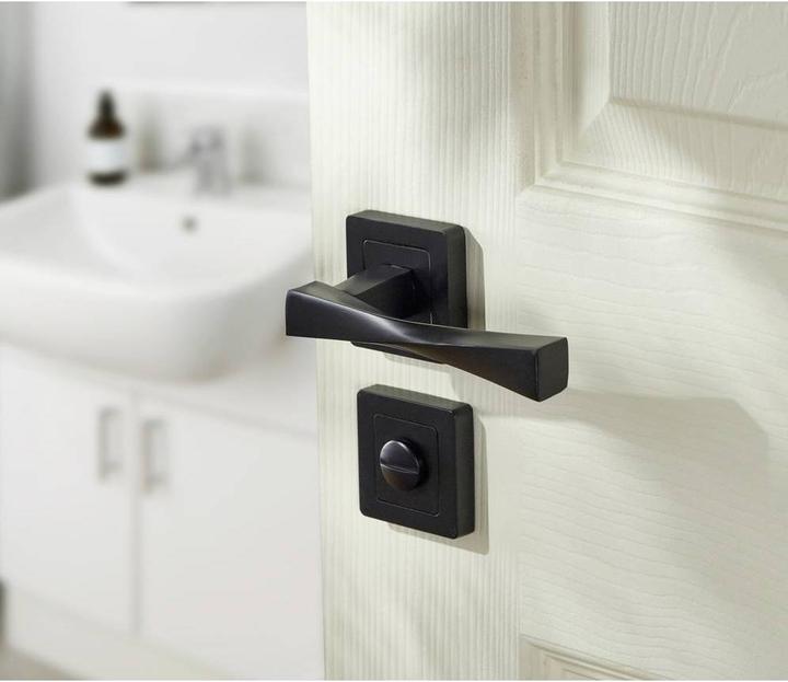 Produktbild Yale Schwarzer Türgriff - Verona - Badezimmer-Türgriff mit Knaufrosette, 8x8 mm (Türgriff)