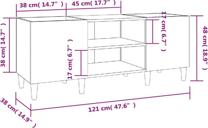 Produktbild VidaXL Plattenschrank Grau Sonoma 121x38x48 cm Holzwerkstoff