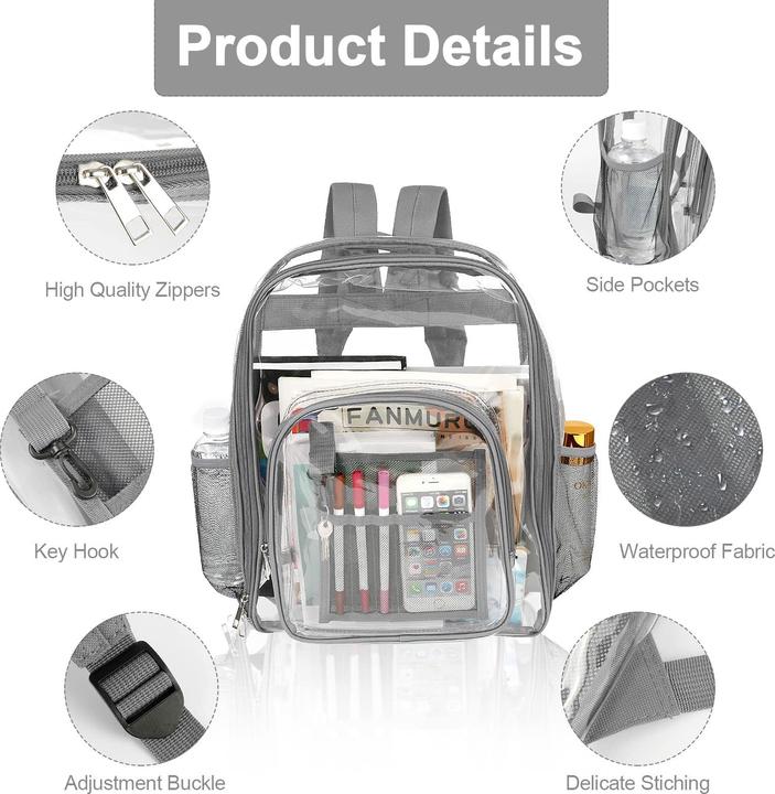 Produktbild Only-Bags.Store Rucksack Klarer Rucksack Kunststoff Schulrucksack Transparenter Rucksack Klarer Rucksack Kunststoff