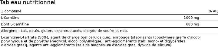 Nährwerte und Zutaten Biotech USA L-Carnitine 1000 (60 Stück, Kapseln)
