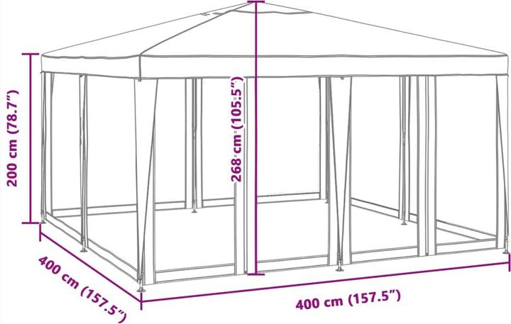 Immagine prodotto VidaXL Partyzelt Pavillon Festzelt mit 8 Mesh-Seitenteilen Rot 4x4m HDPE (400 cm, 400 cm)