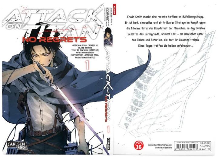 Actual product image Attack on Titan - No Regrets, Band 1 (German, Hajime Isayama, 2015)