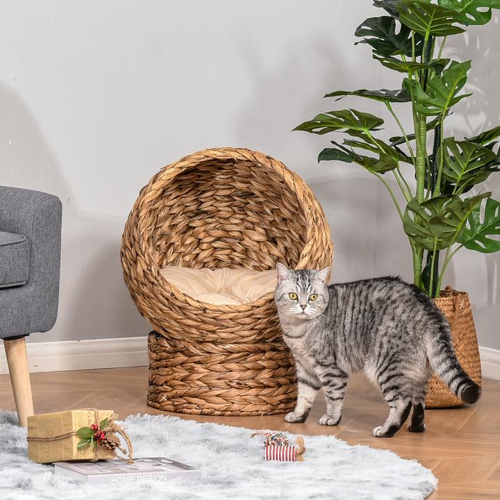 Actual product image PawHut Cat house made of rattan weave (Cat)