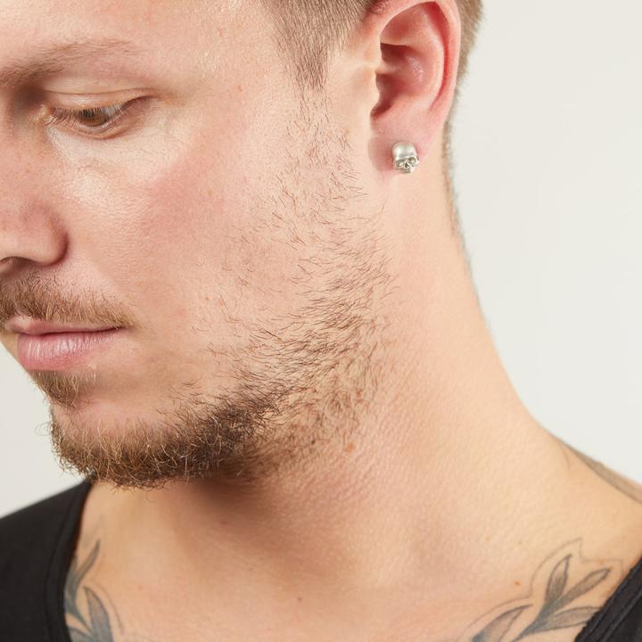 Image du produit Bikergold Clous d'oreille Single Skull White (Argent 925)
