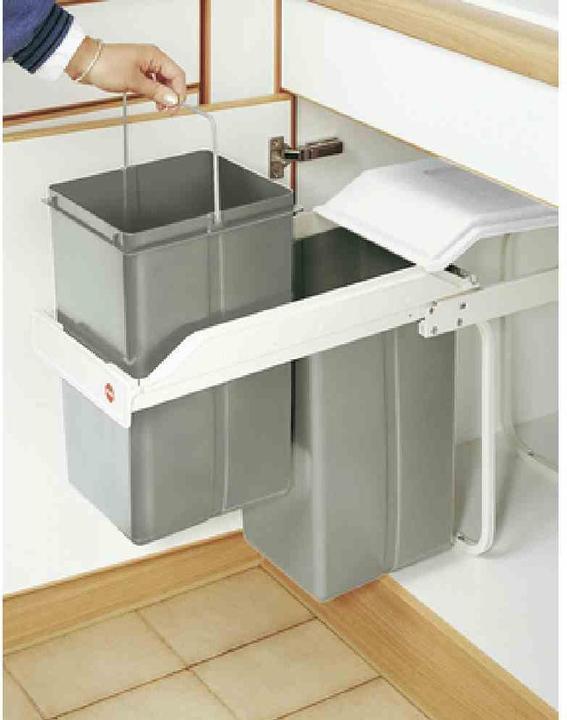 Image du produit Hailo Multi-Box duo L, poubelle encastrable, 2x14 ltr (30 l)