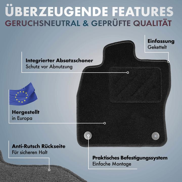 Produktbild Walser Fussmatten für Peugeot 407 BJ 05/2004 - 02/2011, 407 SW BJ 09/2004 - 02/2011 (2 Vordermatten + 2 Rückmatten)
