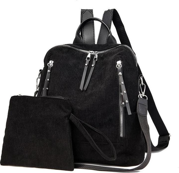 Actual product image Only-Bags.Store Stylish corduroy rucksack - spacious & versatile with adjustable straps, zip fastening for easy