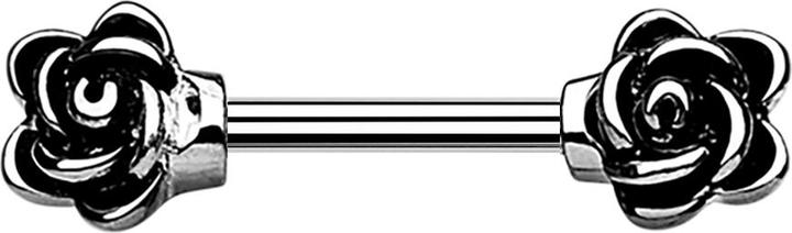 Image du produit Star Piercing Barbell Stab mit Blume silber (Acier chirurgical 316L, sans laiton)