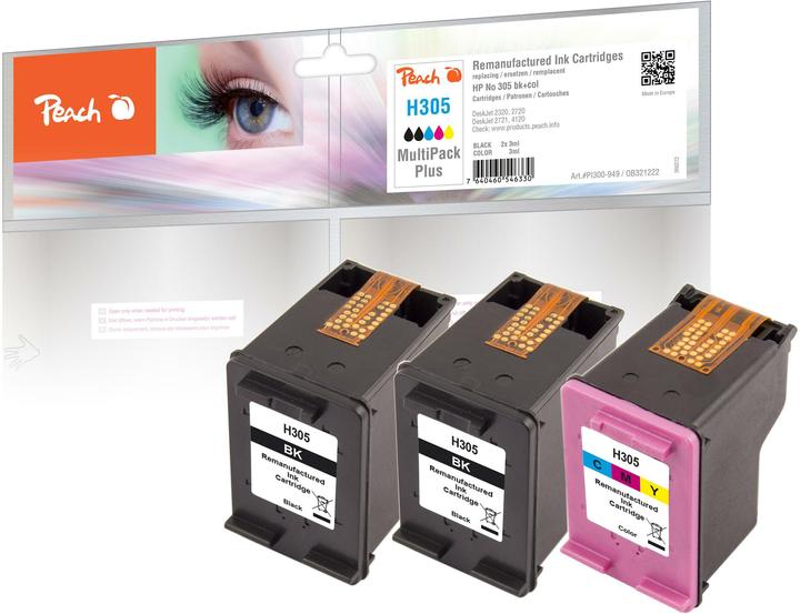 Actual product image Peach Ink HP No. 305 2x Black, 1x Color (M, C, FC, Y)
