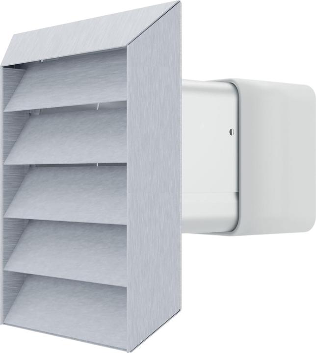 Actual product image IKM Flat duct wall sleeve end piece with stainless steel backflow flap, System 150