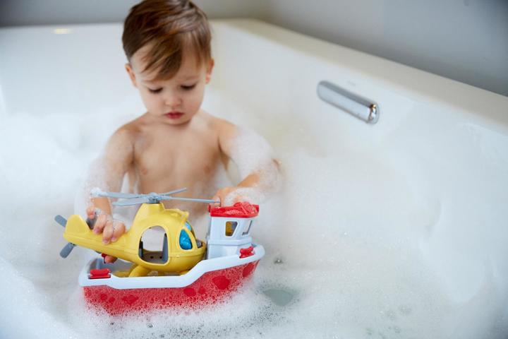 Actual product image Green Toys Lifeboat with helicopter