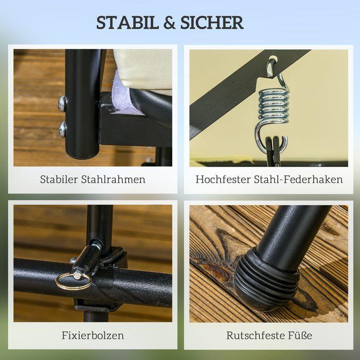 Actual product image Swisshandel24 2in1 Hollywoodschaukel, Liegefunktion 3-Sitzer, bis 240kg, 200x125x170 cm, Cremeweiss