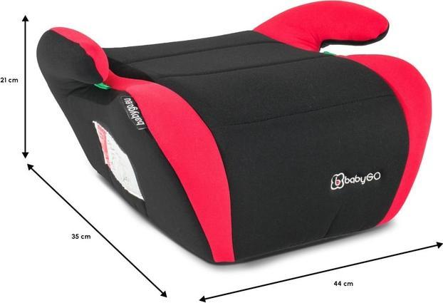 Produktbild BabyGo - Sitzerhöhung BOOSTER i-Size - schwarz/rot (Kindersitzerhöhung, ECE R129/i-Size Norm)