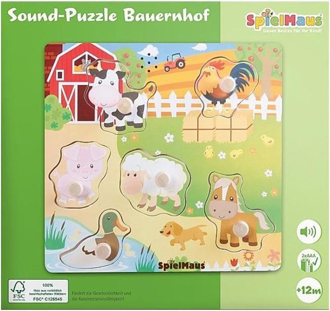 Image du produit Spielmaus SMH Puzzle sonore en bois La ferme (6 pièces)