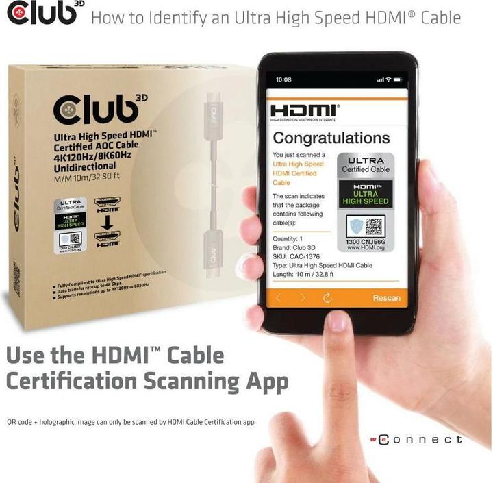 Produktbild Club 3D HDMI (Typ A) — HDMI (Typ A) (10 m, HDMI)
