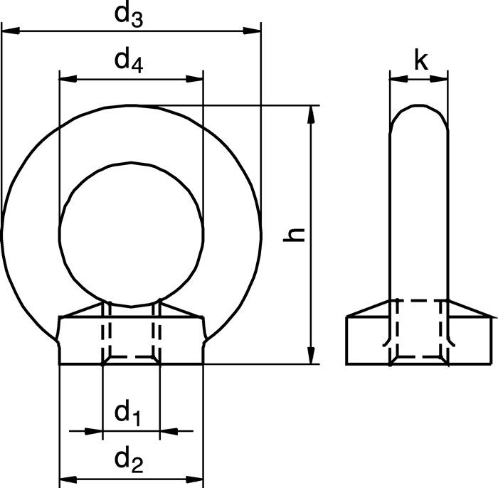 Nutritional values and ingredients Kleinsorge Ring nut DIN 582 thread M12 steel C15 zinc galvanised (M12)
