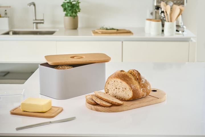 Produktbild Zeller Present Brotkasten m. Bambusdeckel, Metall, beige