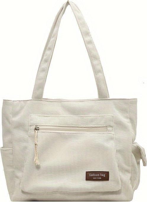 Only-Bags.Store Einfache Cord Umhängetasche, Multi Taschen Tote Bag, Mode Handtasche für Schule Arbeit Einkaufen