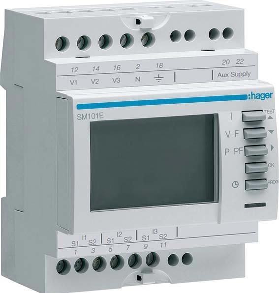 Actual product image Hager HAG SM101E multimeter for top hat rail