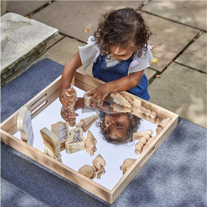 Actual product image TickiT Wooden tray box with mirror base (French, German, English, Italian)