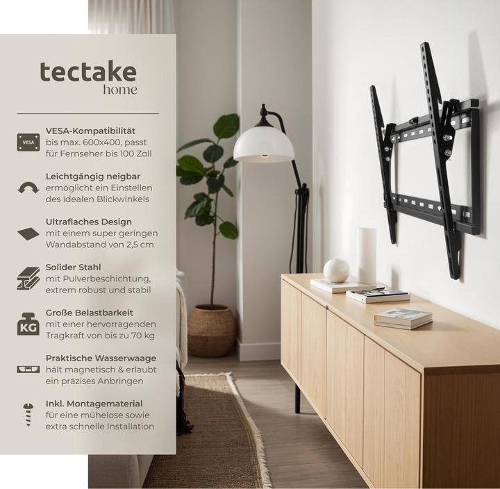 Actual product image tectake TV wall mount (Wall, 65", 70 kg)