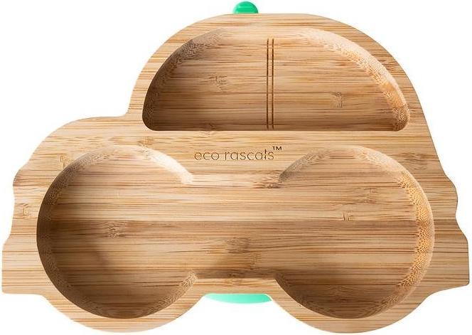Eco rascals Bambus Teller mit Saugnapf, Auto blau