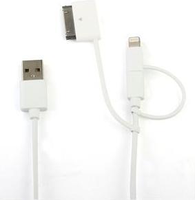 Muvit SPRING CABLE 3EN1 2.4A 30 PIN/MICRO-USB/LIGHTNING BLANC (USB 1.0, USB 3.0, USB 4.0, USB 2.0)