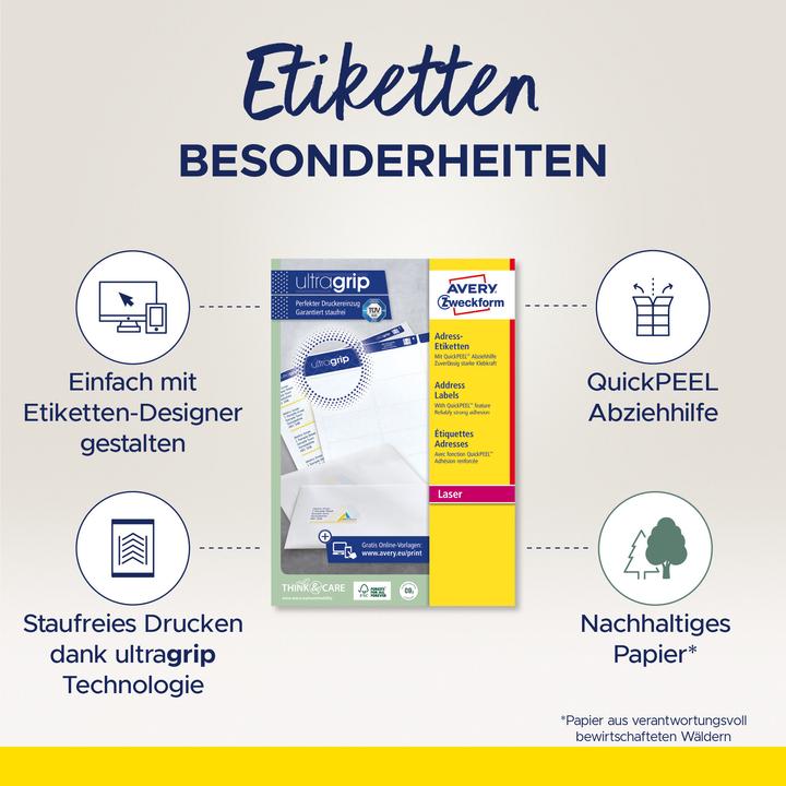 Image du produit Avery Etiquettes d'adresses ultragrip