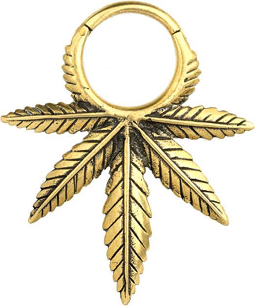 Produktbild Star Piercing Segmentring klappbar vergoldet Hanfblatt (Messing)