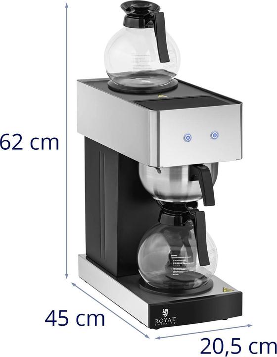 Produktbild Royal Catering Gastro-Kaffeemaschine mit 2 Kannen und Warmhalteplatten 100 Tassen/h 2020 W