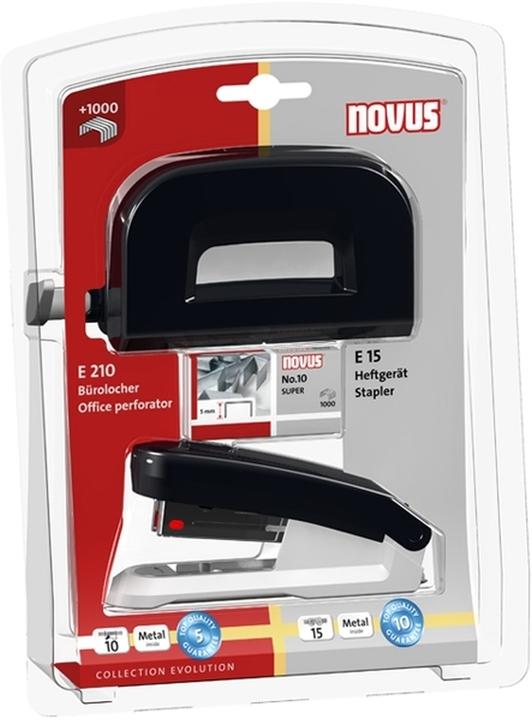 Actual product image Novus Desk set (stapler E 15 with hole punch E 210, incl. 1000 staples no. 10) black (15 Sheets)