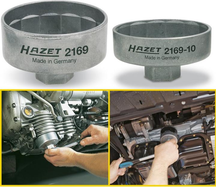 Actual product image HAZET Oil filter wrench 2169 ∙ Square, hollow 10 mm (3/8 inch) ∙ Outside 14-point profile ∙ 82 mm