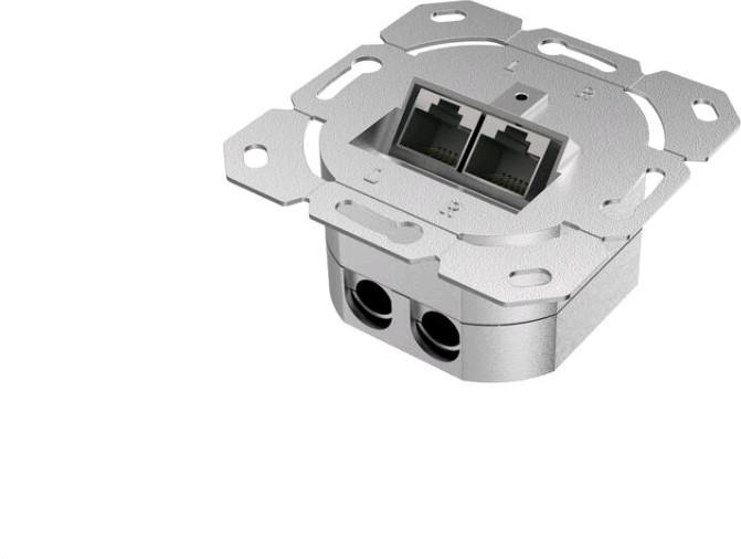 Produktbild Hama Netzwerkdose, CAT-6a, 10 Gbit/s, geschirmt, 2 Ports, Unterputz