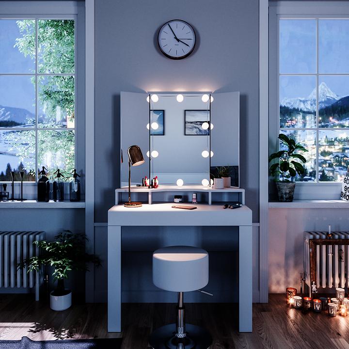 Actual product image Vicco Nora with stool and lighting (43.5 x 43.5 x 155 cm)