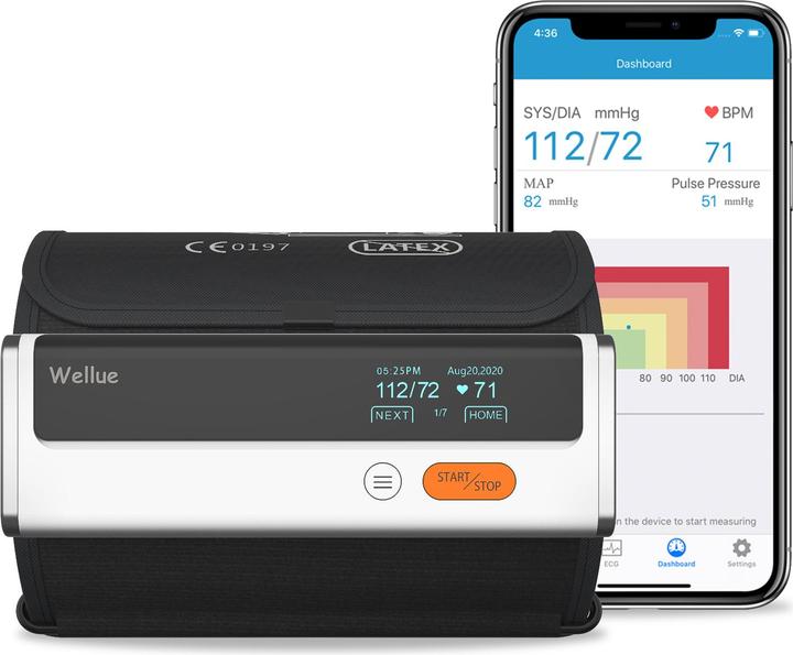 Produktbild ViatomTech BP2 Smart Bloeddrukmeter + ECG, Bluetooth Sync, 3 BP-metingen, Bloeddrukmeter voor thuisgebruik, ECG (Blutdruckmessgerät Oberarm)