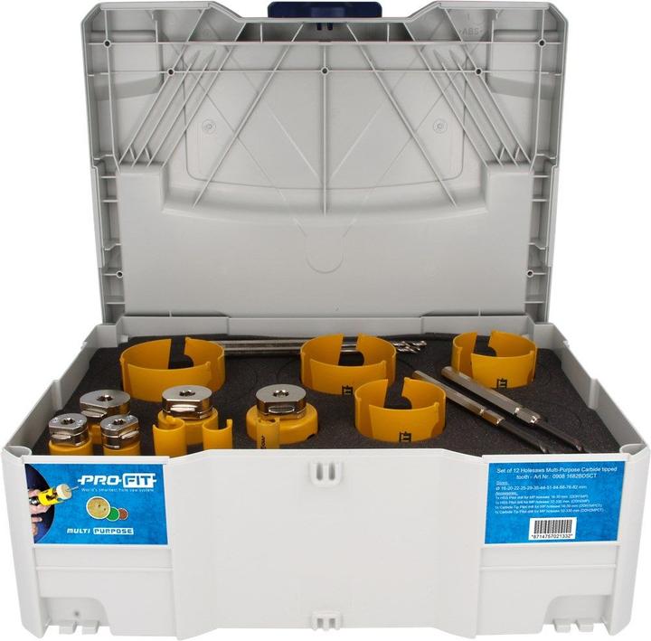 Productafbeelding Pro-Fit ProFit 09081682DSCT Lochsäge Multi Purpose Set 16/20/22/25/29/35/44/51/64/67/76/82 mm (16, 20, 22, 25, 29, 35, 44, 51, 64, 67, 76, 82 mm)