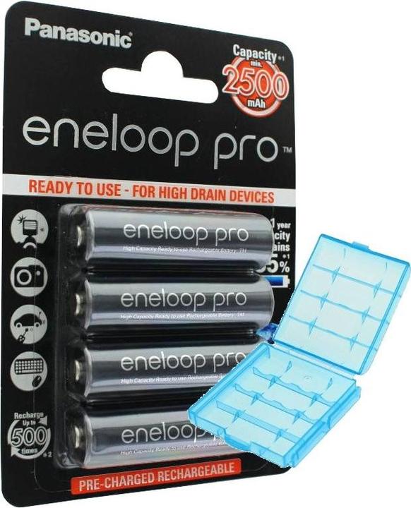 Image du produit Panasonic Batterie XX Technology HR-3UWX min. 2500mAh et boîtier de batterie de (4 pcs, AA, 2500 mAh)