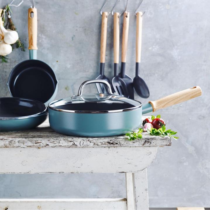 Actual product image Greenpan Mayflower hapjespan met deksel 24 cm - inductie - anti-aanbak - PFAS-vrij (Frying pan, Aluminium)