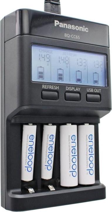 Image du produit Panasonic Chargeur Eneloop BQ-CC65 incl., 4 eneloop AAA Micro et AccuCell AkkuBox Blue (1 pcs, AAA, Piles rechargeables + chargeur)