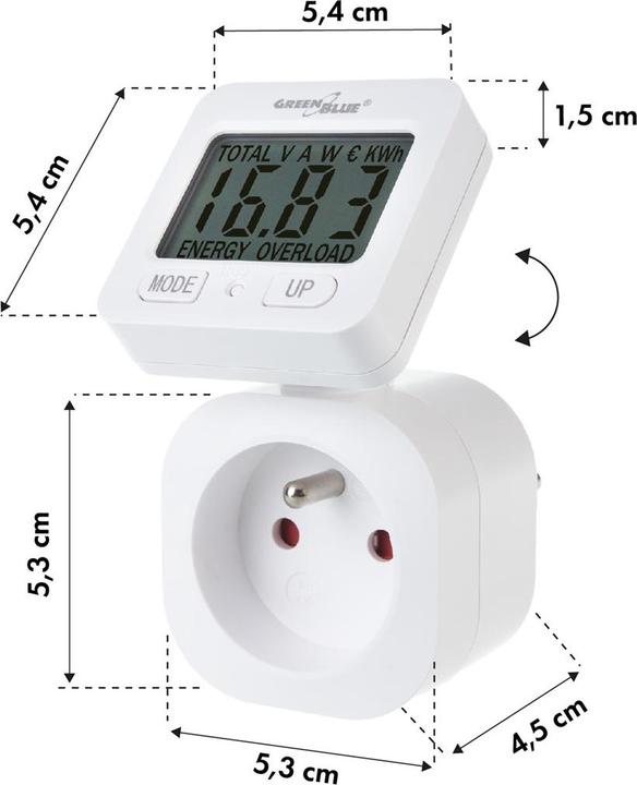 Image du produit Greenblue Energiezähler Wattmeter 16A max. 3680W Unterspeicher GB615 E