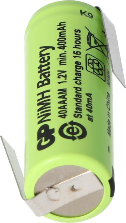 Actual product image GP Batteries Akku GP40AAAM, Size 2/3AAA mit Lötfahne Z-Form (1 pcs., 2/3 AAA, 400 mAh, Rechargeable battery)