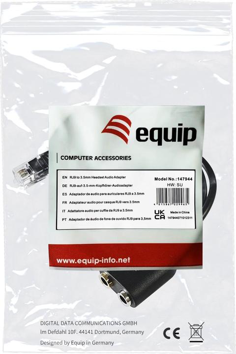 Produktbild equip Telefonkabel RJ9 auf. Klinke für Headset