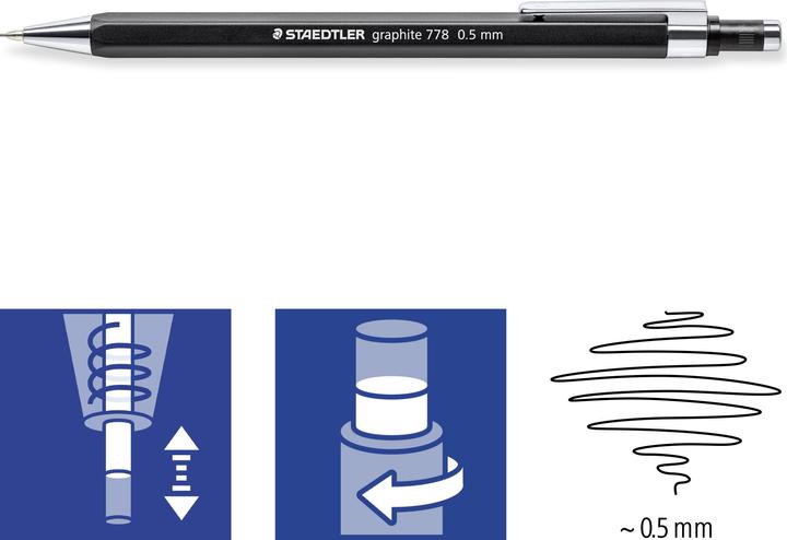 Image du produit Staedtler Porte-mines graphite 778 05-9 B 0,5mm Corps noir (0.50 mm, B, 1 x)