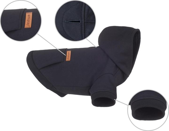 Actual product image amiplay Hoodie Dog Chihuahua Texas 25cm Black (25, Dog coat)