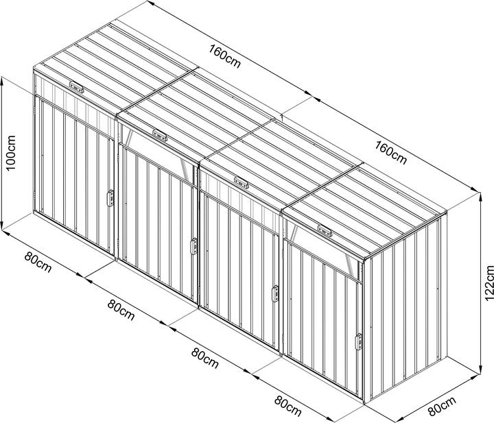 Image du produit Axi Owen Box pour poubelles en métal anthracite 4x 240 L