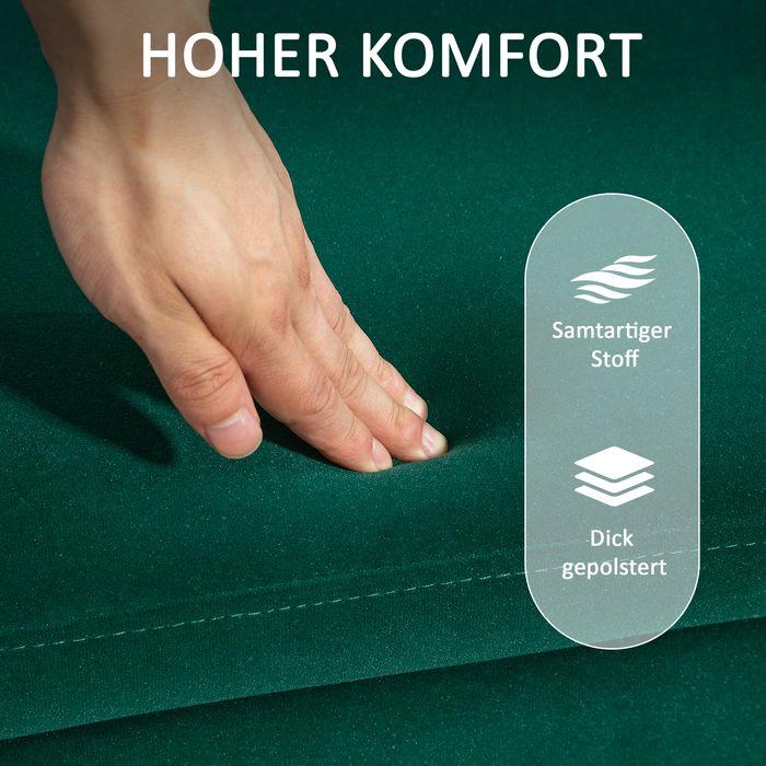 Produktbild Swisshandel24 Gepolsterte Sitzbank mit Stauraum, Metall, Kautschukholz, Schaumstoff Grün (100 cm)