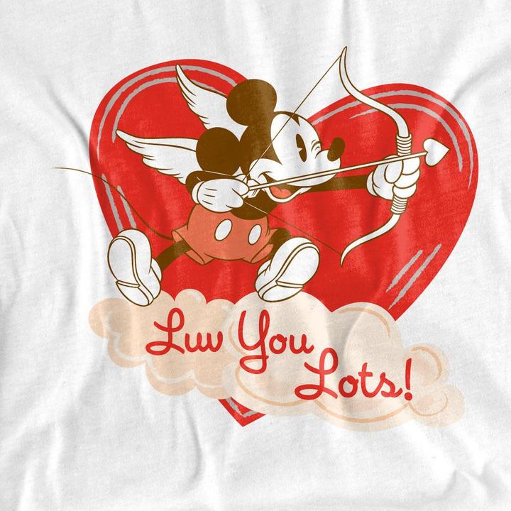 Actual product image Mickey Mouse Unisex Adult Luv You Lots! Vintage Valentine's Day T-Shirt (M)