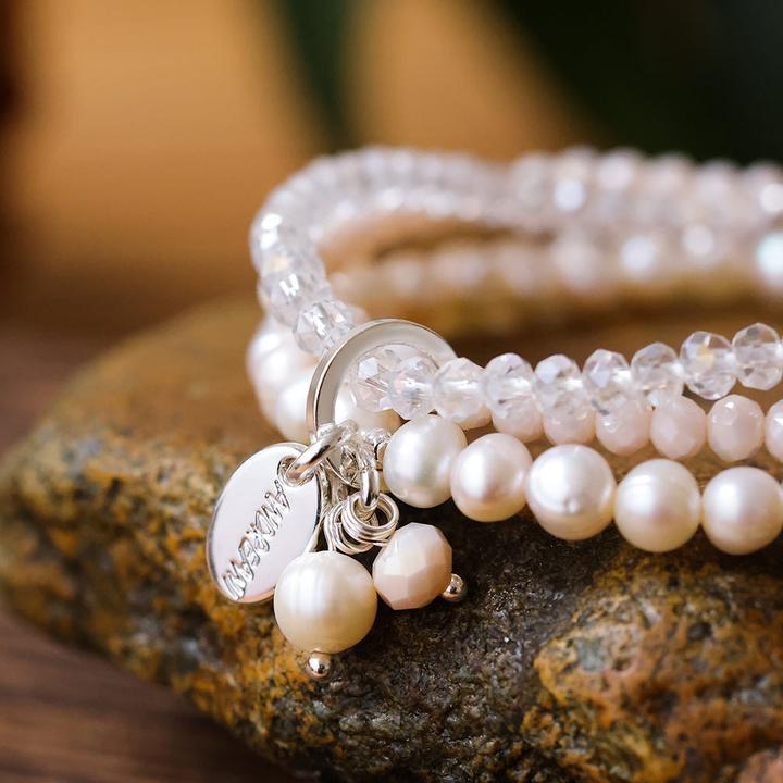 Image du produit Andreani Armband aus echten Süsswasserperlen mit Glas (8 cm, Verre)