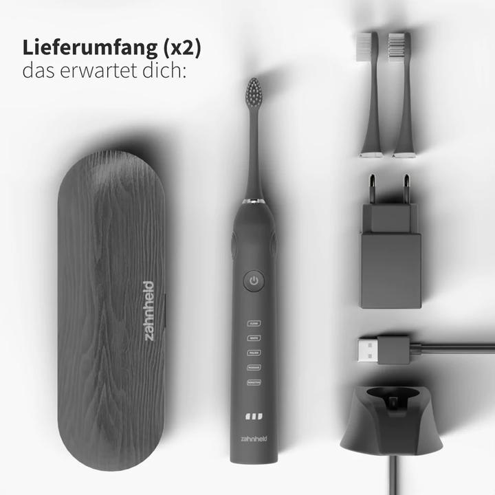 Image du produit Zahnheld Schallzahnbürste im Doppelpack Schwarz (Brosse à dents sonique)