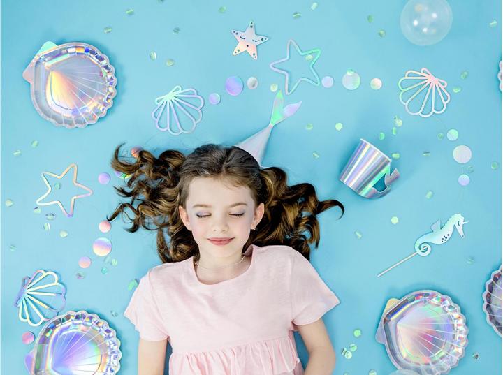 Actual product image Partydeco Party hats mermaid iridescent, 18 x 8 cm, 6 pieces